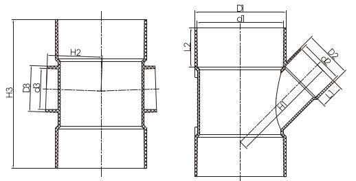 Unión 45° con puerto