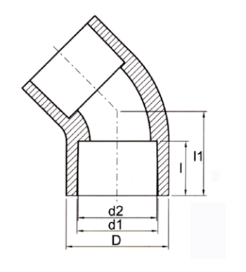 CODO 45° UPVC transparente