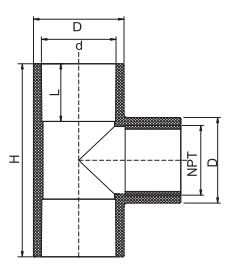 Camiseta hembra PVC SCH40