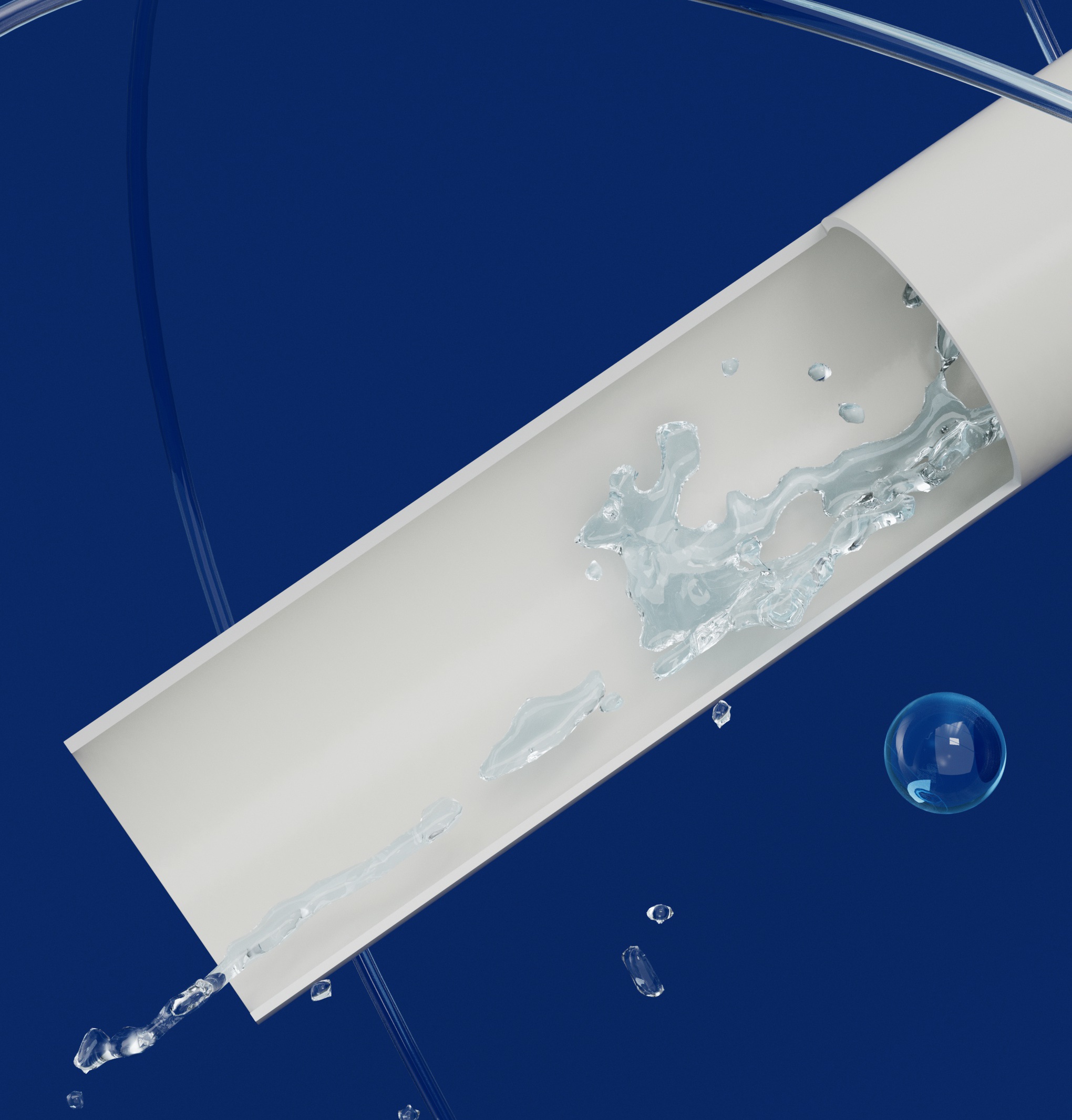 Secci&oacute;n transversal de la pared interior del tubo antimoho y antibacteriano.