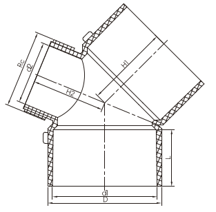 CURVA DE 45° con apertura F/F