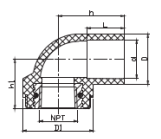 CODO HEMBRA PVC SCH80 CON LATON