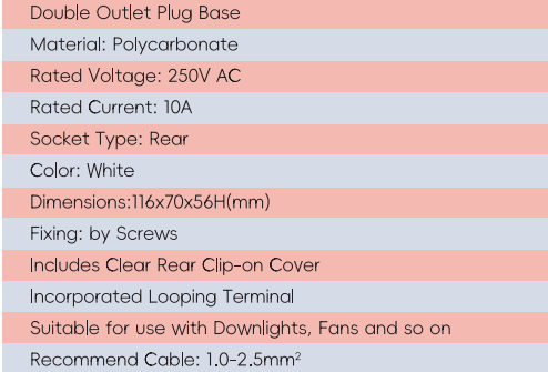 Base de enchufe de doble salida GYTB01