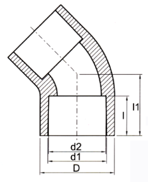 UPVC transparente CODO 45°2