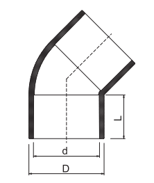 PVC SCH40 Codo de 45 grados