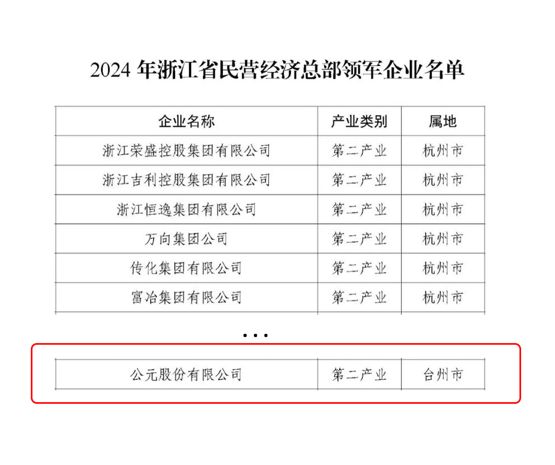 Una empresa líder en la sede de la economía privada de la provincia de Zhejiang en 2024