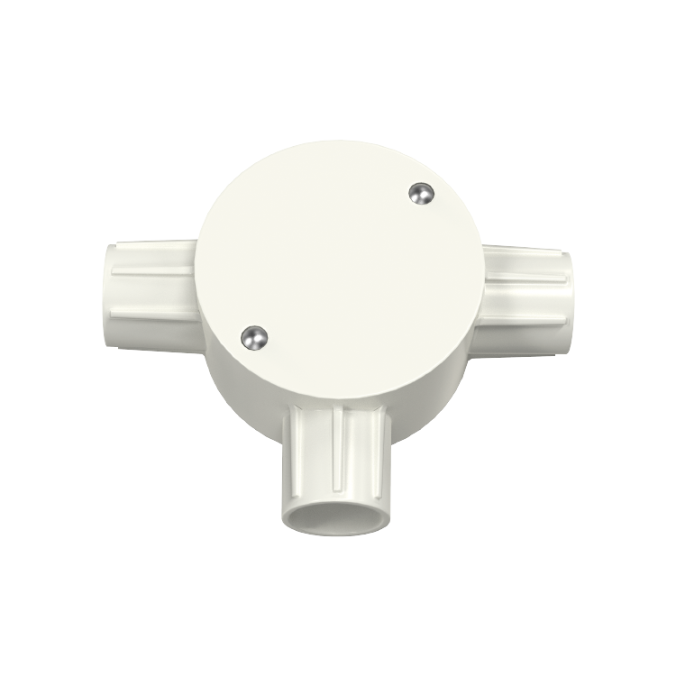 Caja circular eléctrica de tres vías aislante de PVC-U