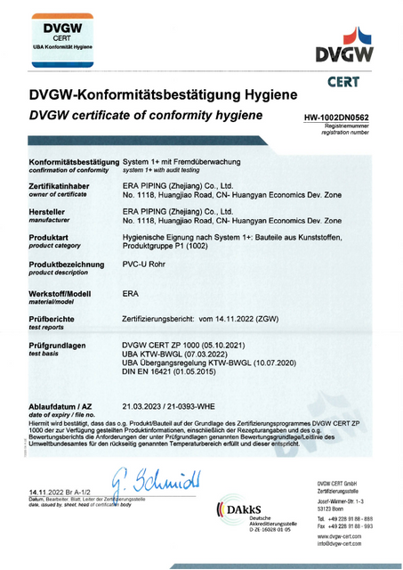 4 TUBOS PVC DVGW ALEMANIA