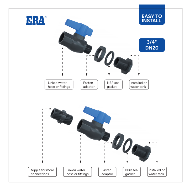 Kit de tanque de PVC ERA de 3/4'' 