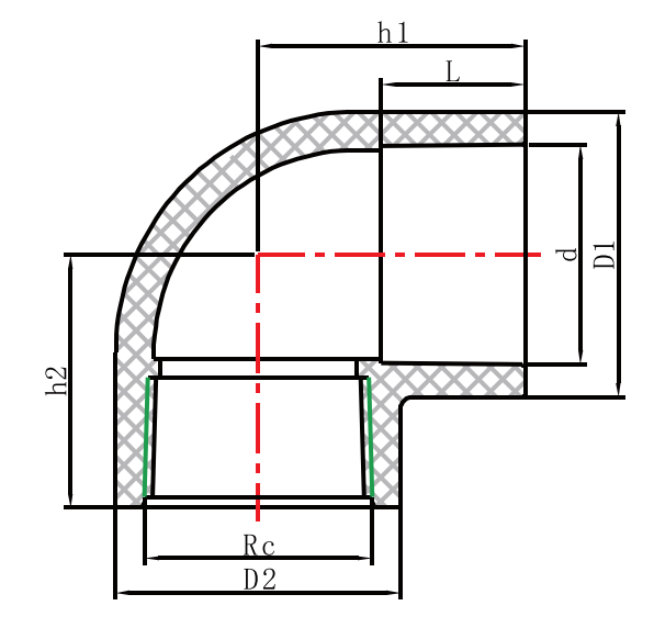 AUSE04 CODO ROSCA HEMBRA 90°
