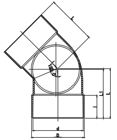 CURVA DE 45° ACCESO LATERAL H/F