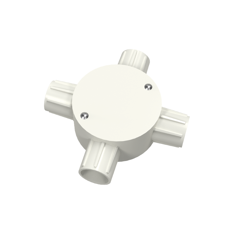 Caja circular eléctrica aislante de PVC-U de cuatro vías