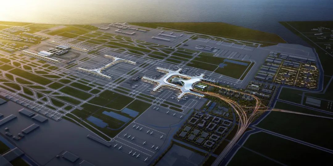 Vista a&eacute;rea de la terminal T3 del aeropuerto internacional de Pudong