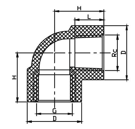 Codo hembra con latón TPF009