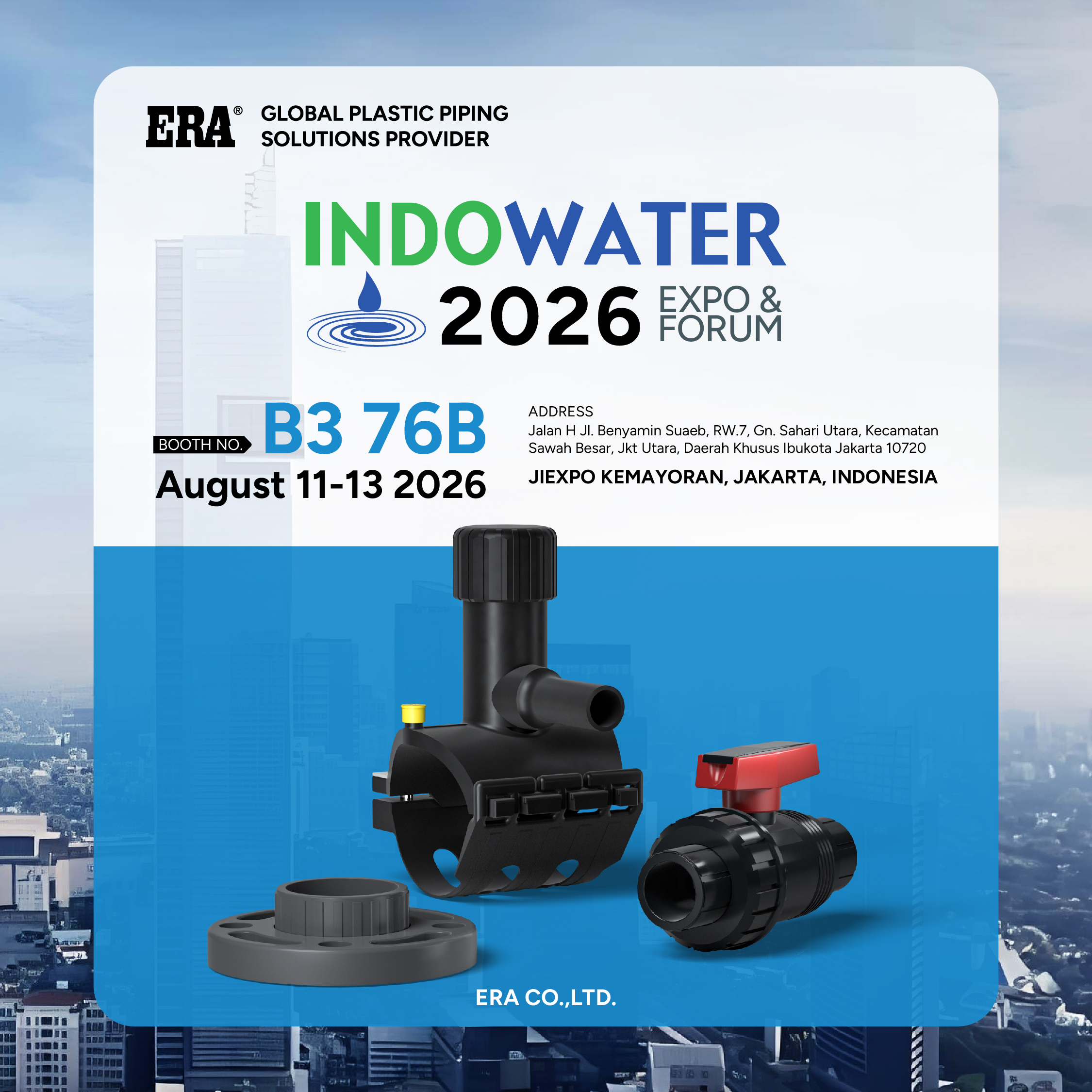 ERA exhibirá soluciones de válvulas y tuberías de plástico de próxima generación en la exposición y foro INDO WATER 2026